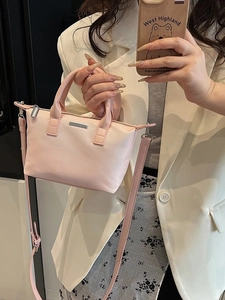 Fashion Urban Women Bucket Bag Nylon Synthetic Leather Splicing Shoulder Crossbody Bag Lightweight Tote Commuting Handbag
