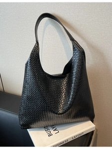 Women Large Woven PU Leather Tote Bag Fashion Vintage Lazy Style Hobo Shoulder Bag High Capacity Daily Commuting Handbag