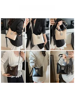 Collage de sacs portés épaule pour femmes en six couleurs présentés sur un mannequin