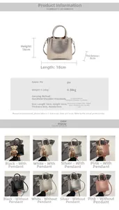 Detailed dimension guide for the oil wax PU leather bucket bag showing size and weight