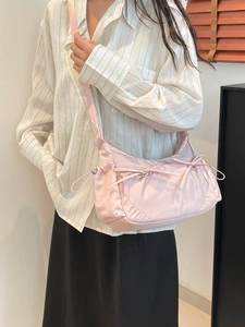 Sac à Épaule Décontracté pour Femme en Néoprène Tendance Rue Plis Nœud Sac Bandoulière Léger Grande Capacité Sac Hobo Mode