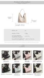 Detailed size specifications and color options for the stylish PU leather tote bag