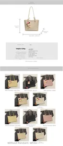 Detailed size guide and color options for large PU leather tote bag with dimensions