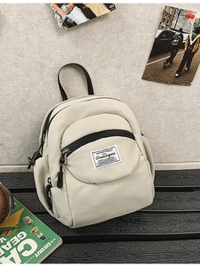 Japanese style cream white lightweight nylon crossbody bag with casual zipper shell design