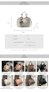 Detailed size chart for lychee pattern bucket bag with dimensions 20x16x9cm in PU leather