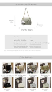 Detailed size specifications and color options for the PU leather crossbody shoulder bag