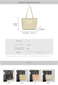 Tableau des tailles avec dimensions pour le grand sac fourre-tout en cuir PU tressé