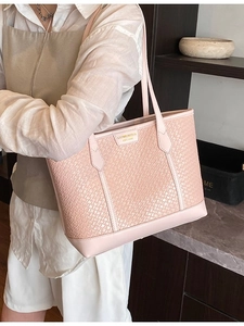 Sac Fourre-Tout Tissé de Grande Capacité Femme Mode en Cuir PU Sac à Bandoulière Simple Commuter Sac de Shopping Casual