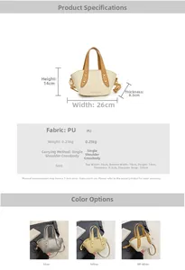 Détails de sac à main en PU tressé avec dimensions et options de couleurs variées