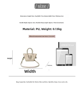 Tabella taglie con dimensioni della mini borsa a tracolla in PU per l'uso quotidiano
