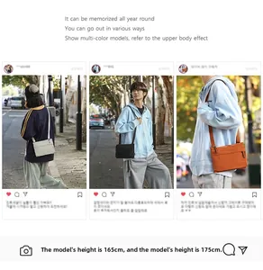 Three colors of lightweight nylon crossbody bags shown on models in urban street settings