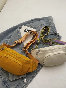 Women's sports chest bag and waist pack in yellow and beige with adjustable straps