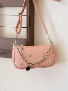 Borsa Sottobraccio alla Moda da Donna in Pelle PU Y2K Rivetti a Cuore Borsa Baguette Con Catena in Metallo Piccola Borsa a Tracolla Minimalista
