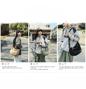Detailed comparison of khaki, army green, and black nylon crossbody messenger bags