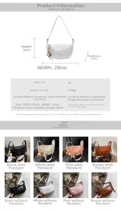 Tableau des tailles et options de couleurs pour le sac à bandoulière en demi-lune en PU
