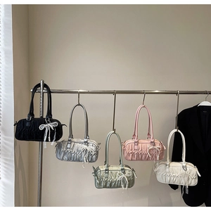Selection of pleated nylon bowling bags in black, silver, green, pink and white colors