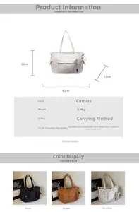 Detailed size chart for the canvas tote bag showing dimensions height 28cm and width 42cm