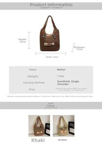 Détail de la texture en paille tressée avec écussons ours et fleurs sur le sac cabas