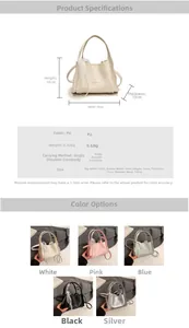 Detail view of mini PU bucket bag with white lace bow and textured pebble finish