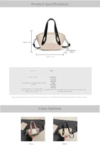 Detailed size specifications for minimalist contrast color PU leather crossbody bag
