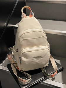 Women Fashion Mini Backpack Oxford Cloth Chest Bag With Colorful Floral Woven Strap Urban Casual Multi Pocket Shoulder Bag
