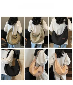 Collage of hobo bags in khaki, black and beige showing cross-body and shoulder wear