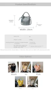 Spécifications de taille détaillées pour sac seau en PU pour femme avec foulard en soie