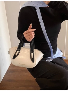 Women Fashion PU Leather Shoulder Bag Contrast Color Handbag Minimalist Crossbody Bucket Bag Commuter Versatile Small Square Bag