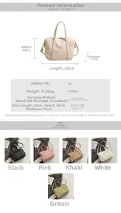 Detailed view of the 25x20x11cm lychee pattern PU bag showing dimensions and colors