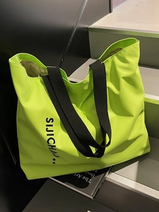 Women Large Capacity Neoprene Tote Bag Letter Print Shoulder Handbag Casual Fashion Streetwear Shopping Bag With Zipper Closure
