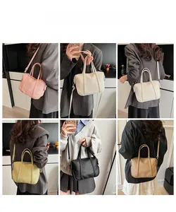 Litchi pattern leather handbags for women in five colors showing crossbody and hand-carry styles