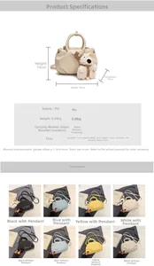 Detailed size chart for pleated bucket bag showing 18x13x8cm dimensions and PU material