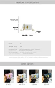 Tableau détaillé des tailles et spécifications du sac matelassé avec ses dimensions