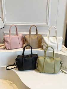 Fashionable Boston handbags for women in five colors with cross-body straps and top handles