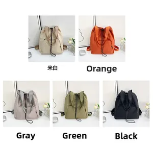 Collage of multi-functional drawstring backpacks in five colors with water-resistant fabric