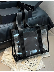 Sac Fourre-tout Transparent en PVC pour Femmes Grande Capacité Sac à Bandoulière Jelly Avec Pochette Intérieure Style Décontracté