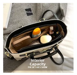 Top view showing the internal storage capacity and compartments of the stylish bucket bag