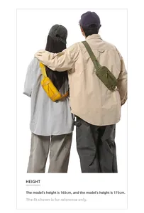 Nylon crossbody sports bags shown on male and female models for fit and style context