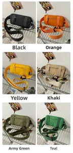 Nylon sling bag assortment in six colors featuring adjustable straps and zipper pockets
