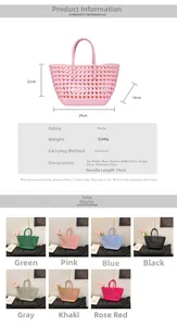 Detailierte Maße und bunte geflochtene Jelly-Taschen mit modernem Lochmuster-Design