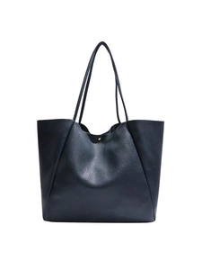 Minimalistische schwarze PU Leder Tragetasche mit viel Platz und Magnetverschluss