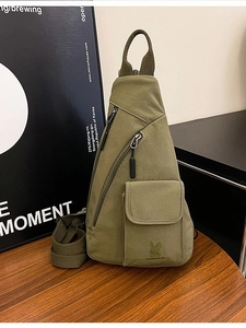 Damen Casual Canvas Brusttasche Umhängetasche Großes Fassungsvermögen Multi-Pocket Crossbody Bag Verstellbarer Gurt Mode Reistasche