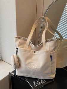 Sac cabas en toile avec broderie KeFeier, grand sac à épaule avec pochette ronde