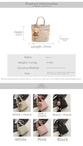 Detailed size chart for minimalist canvas tote bag with dimensions and weight specs