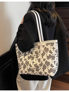 Vrouwen Grote Capaciteit Tote Tas Canvas Synthetisch Leer Koeprint Luipaardprint Schoudertas Voor Woon-werkverkeer Dagelijks Mode Opslagtas