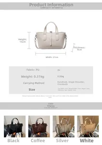 Size guide for stylish PU leather bucket bag with dimensions and multi-color options