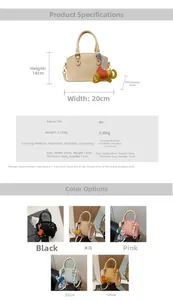 Size guide for PU leather bucket bag with dimensions 20x14x8cm and multiple colors