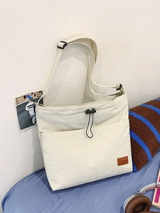 Damen Koreanisch Nylon Tote Bag Große Kapazität Lässig Schulter Umhängetasche Mit Falten Kordelzug Mode Vielseitige Handtasche