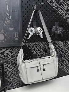 Large Capacity Waterproof Nylon Dumpling Crossbody Bag For Men Women Casual Messenger Bag With Multi Pockets Utility Shoulder Bag