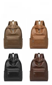 Color display of stylish faux leather backpacks in khaki, brown, black and coffee